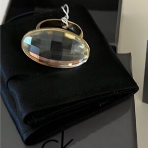 Calvin Klein Gold Ring with Oval Faceted Gem